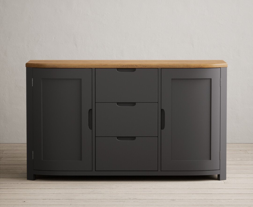 Product photograph of Bradwell Oak And Charcoal Painted Large Sideboard from Oak Furniture Superstore