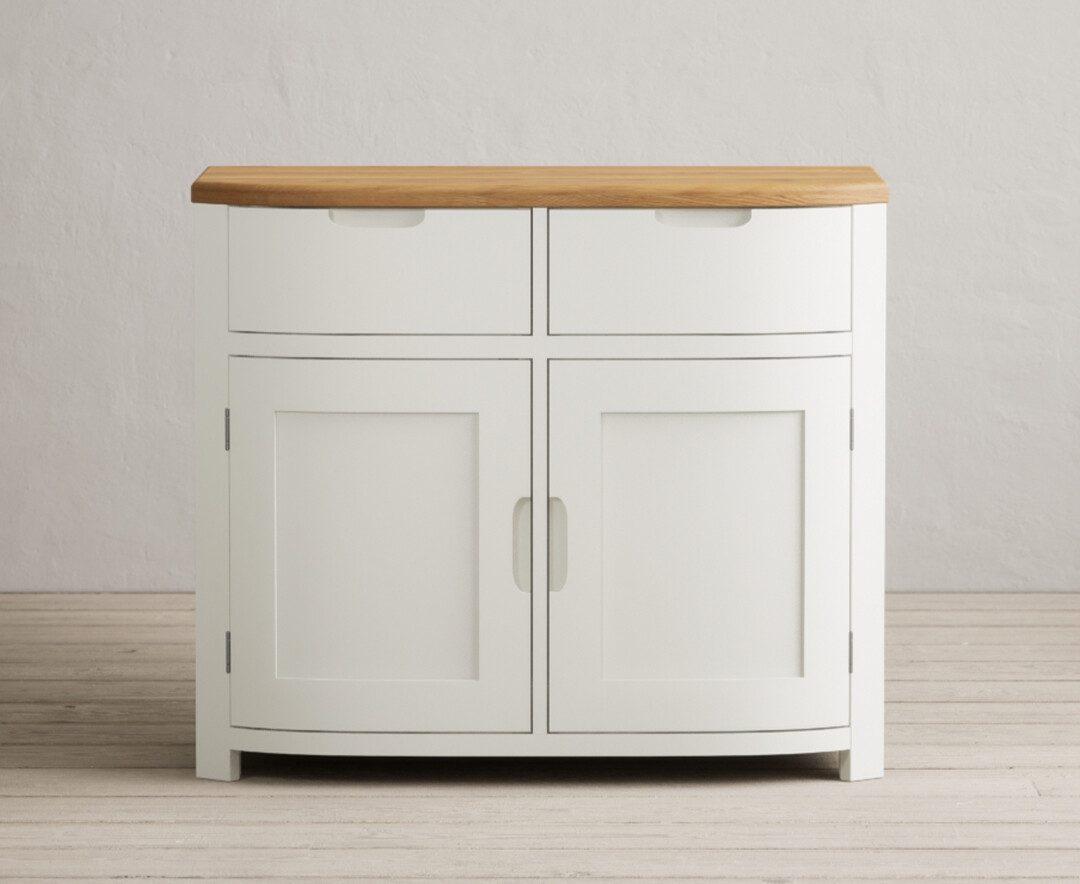 Product photograph of Bradwell Oak And Signal White Painted Small Sideboard from Oak Furniture Superstore