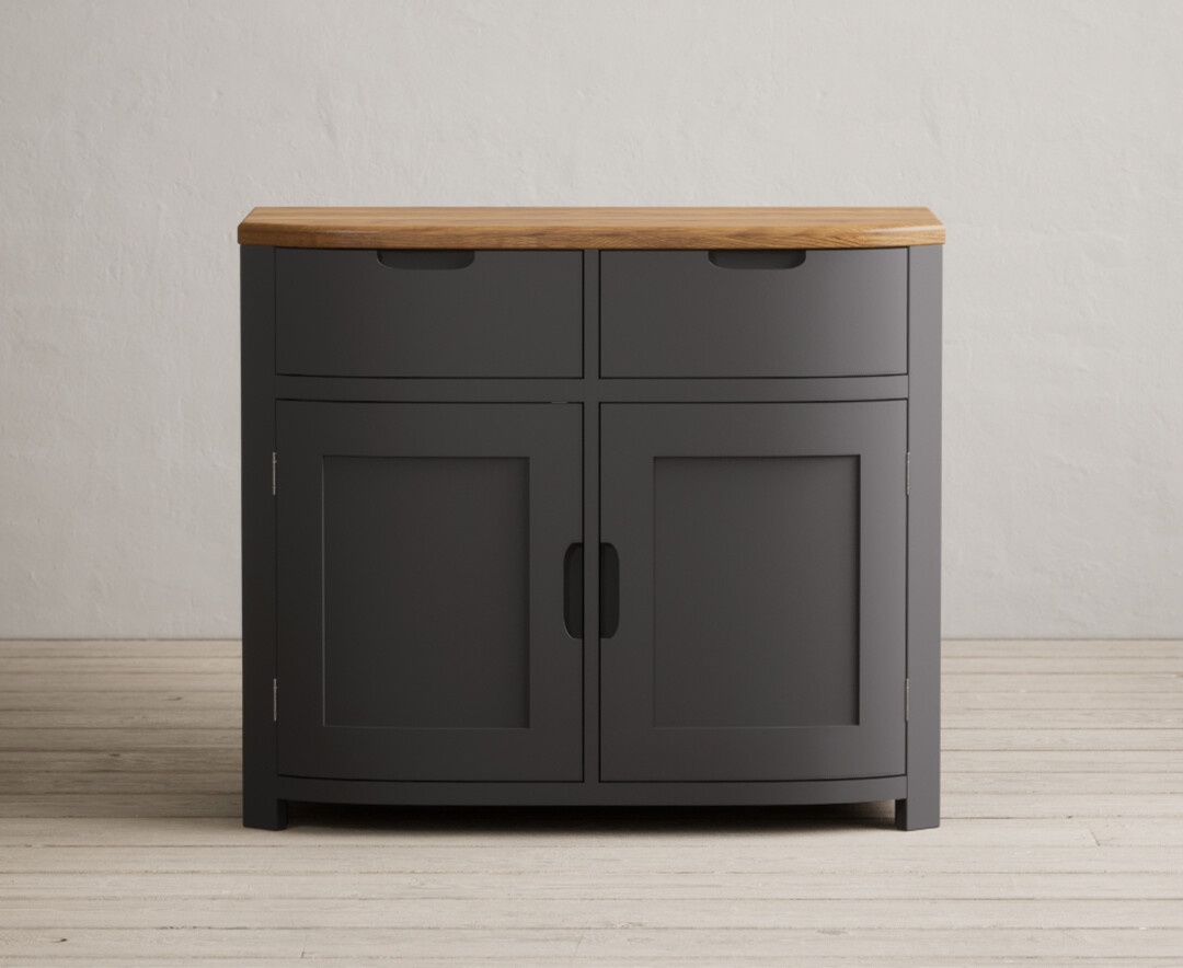 Product photograph of Bradwell Oak And Charcoal Painted Small Sideboard from Oak Furniture Superstore