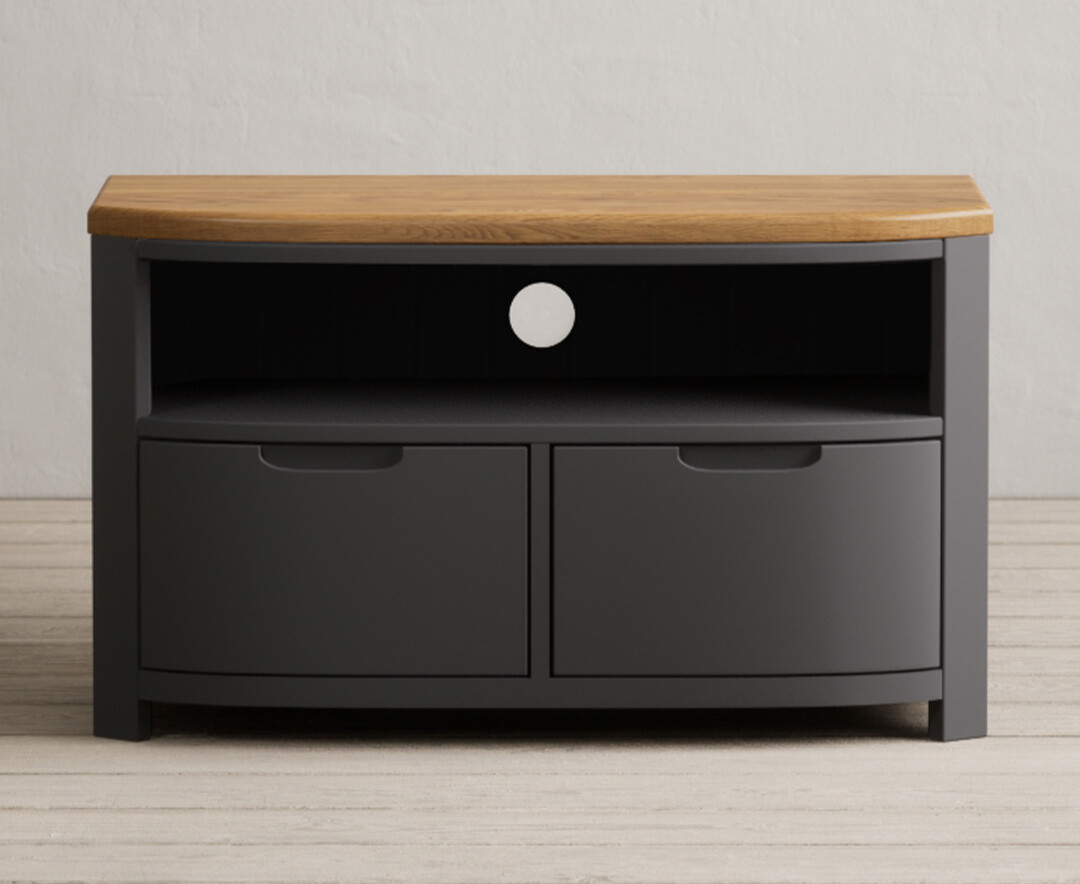 Product photograph of Bradwell Oak And Charcoal Painted Small Tv Unit from Oak Furniture Superstore