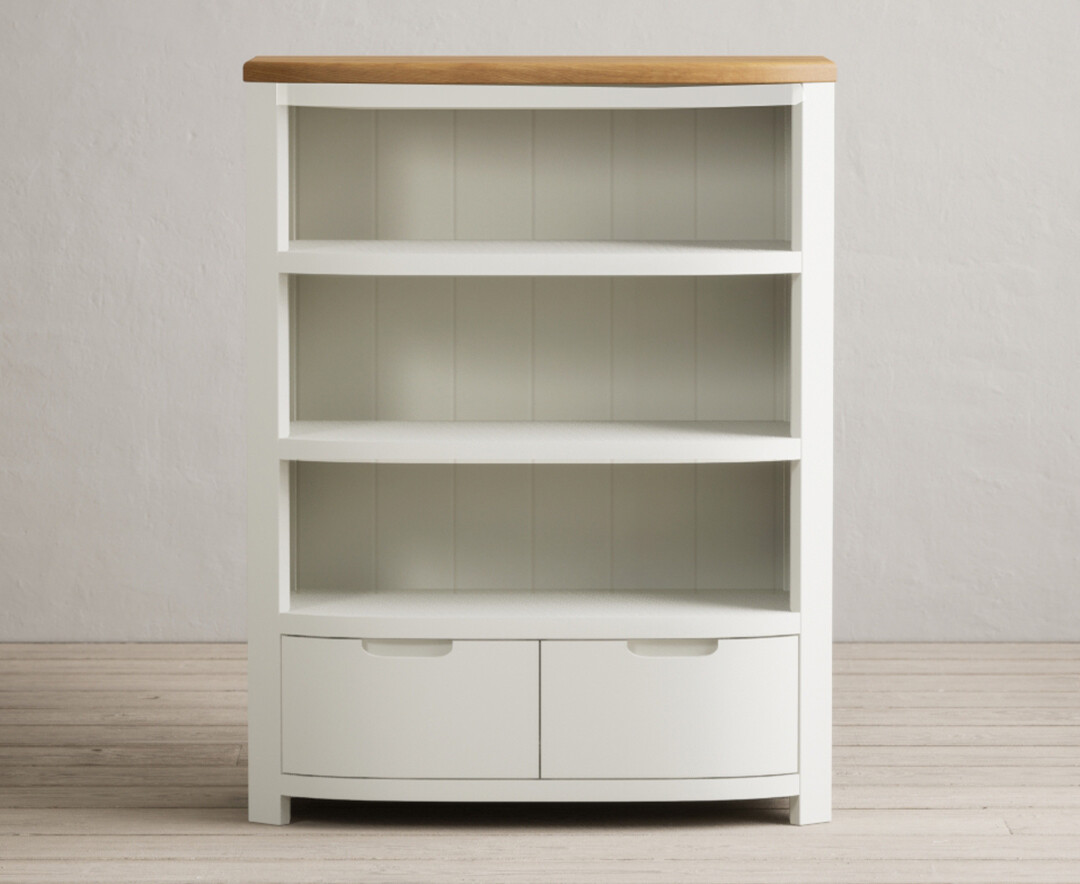 Product photograph of Bradwell Oak And Signal White Painted Small Bookcase from Oak Furniture Superstore