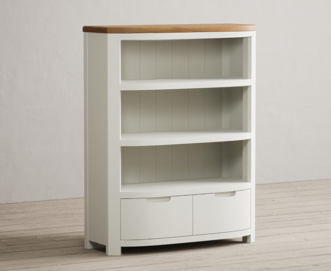Product photograph of Bradwell Oak And Signal White Painted Small Bookcase from Oak Furniture Superstore.