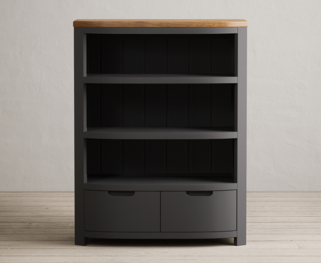 Product photograph of Bradwell Oak And Charcoal Painted Small Bookcase from Oak Furniture Superstore