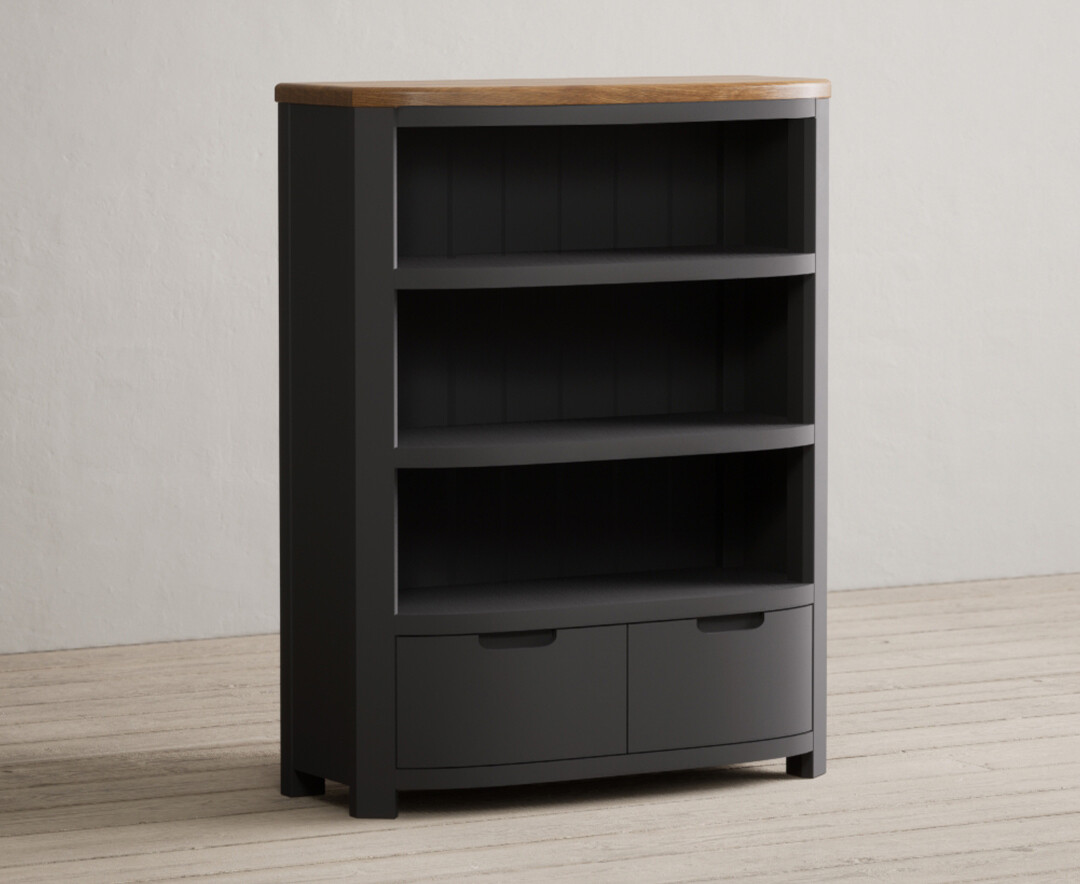 Product photograph of Bradwell Oak And Charcoal Painted Small Bookcase from Oak Furniture Superstore.