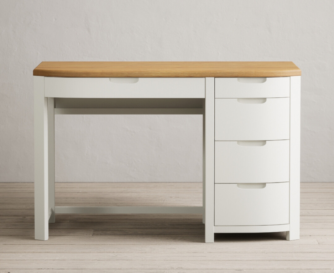 Product photograph of Bradwell Oak And Signal White Painted Computer Desk from Oak Furniture Superstore