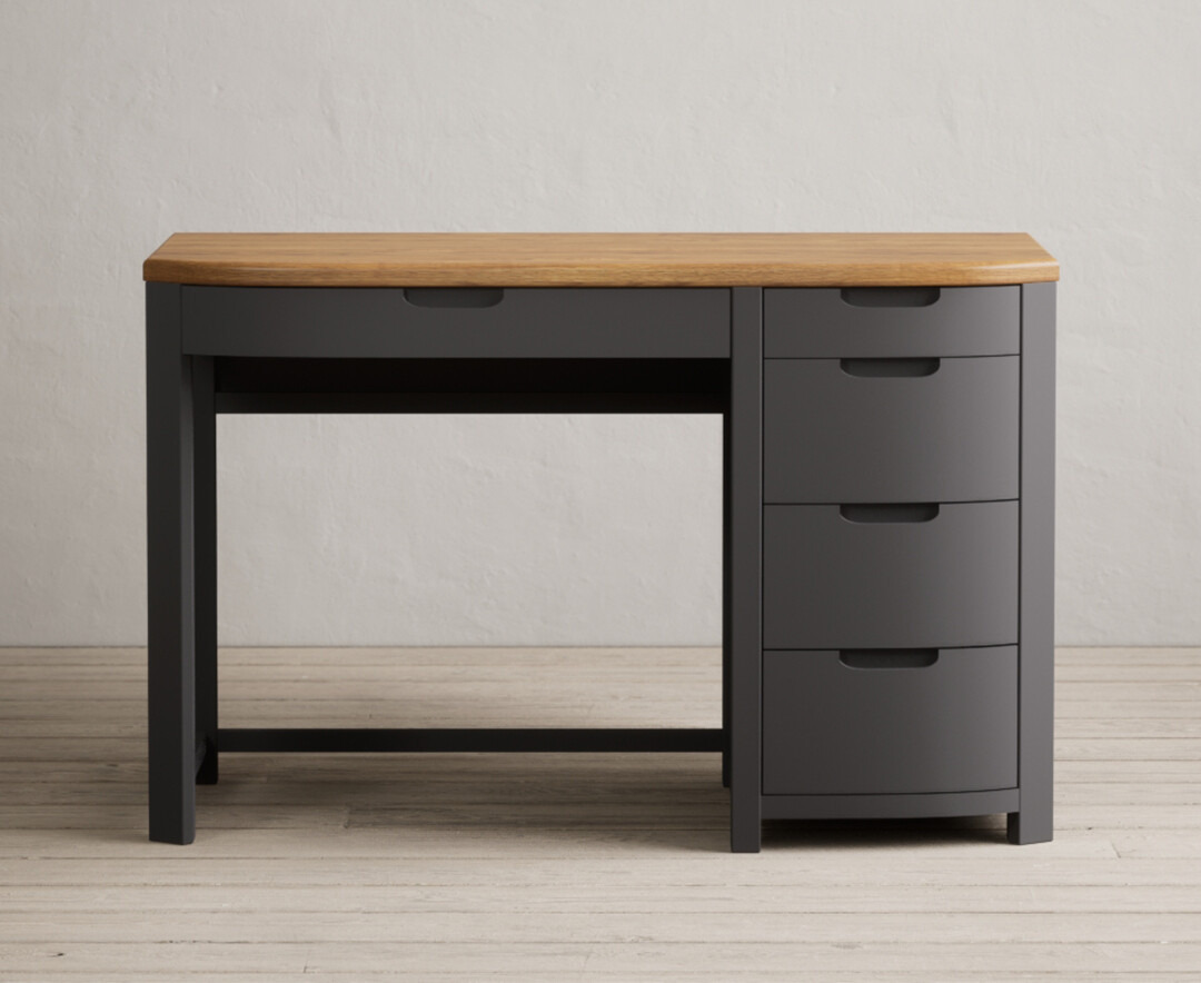 Product photograph of Bradwell Oak And Charcoal Painted Computer Desk from Oak Furniture Superstore