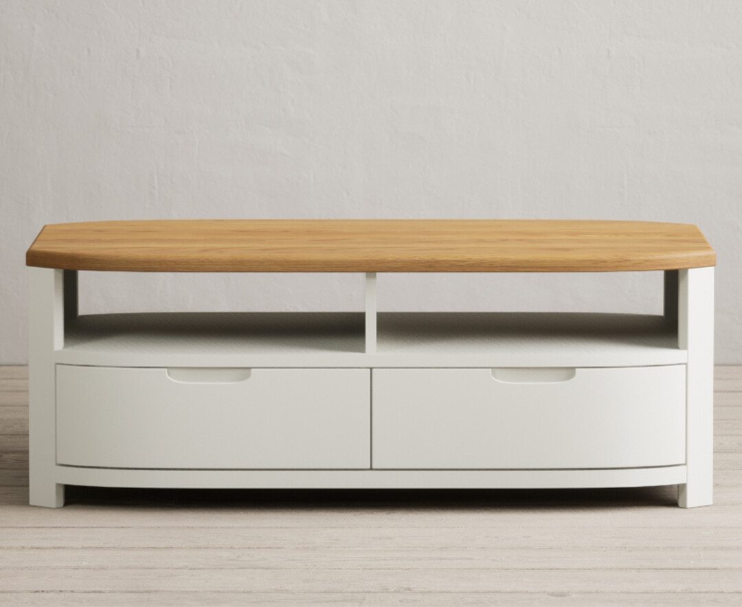 Product photograph of Bradwell Oak And Signal White Painted 4 Drawer Coffee Table from Oak Furniture Superstore