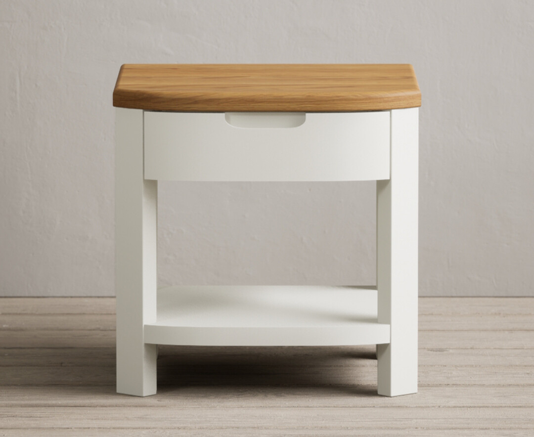 Product photograph of Bradwell Oak And Signal White Painted 1 Drawer Lamp Table from Oak Furniture Superstore
