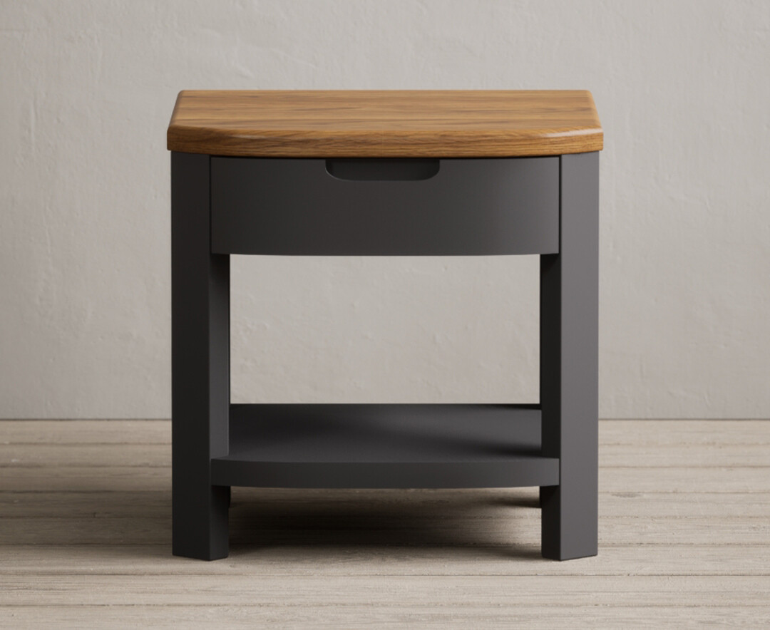 Product photograph of Bradwell Oak And Charcoal Painted 1 Drawer Lamp Table from Oak Furniture Superstore