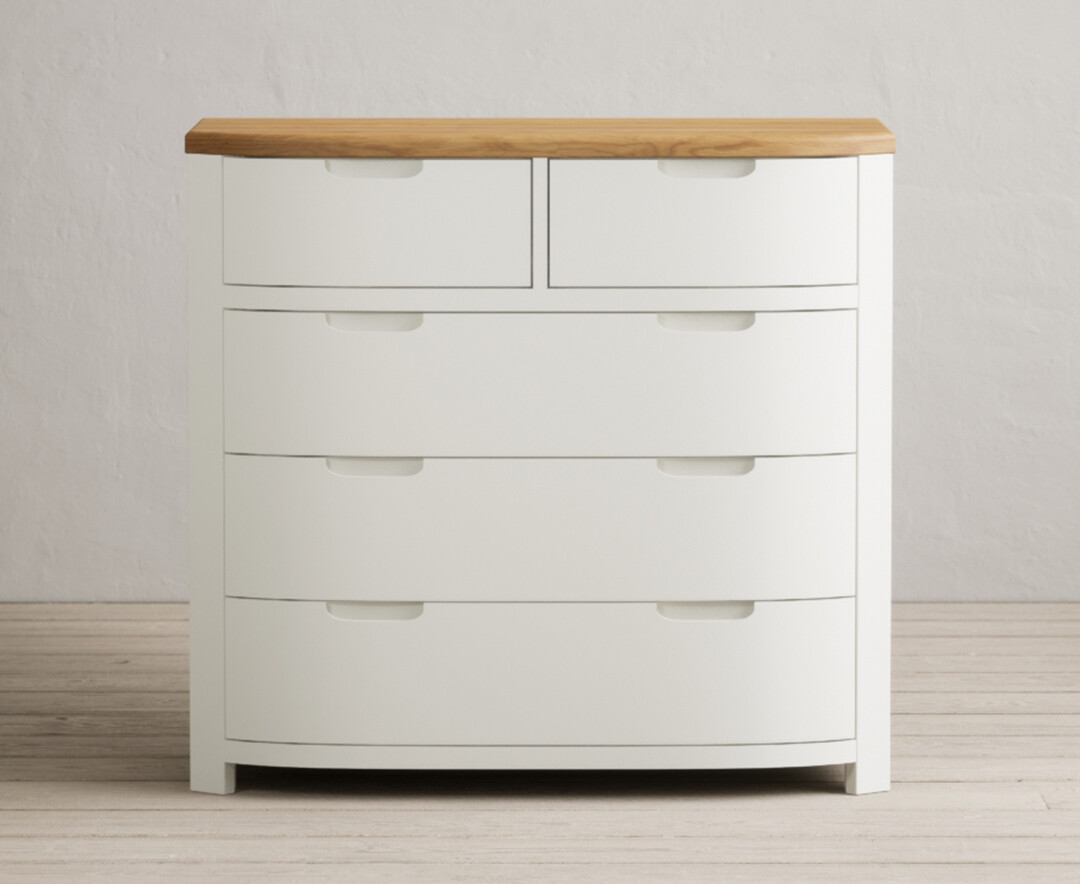 Product photograph of Bradwell Oak And Signal White Painted 2 Over 3 Chest Of Drawers from Oak Furniture Superstore