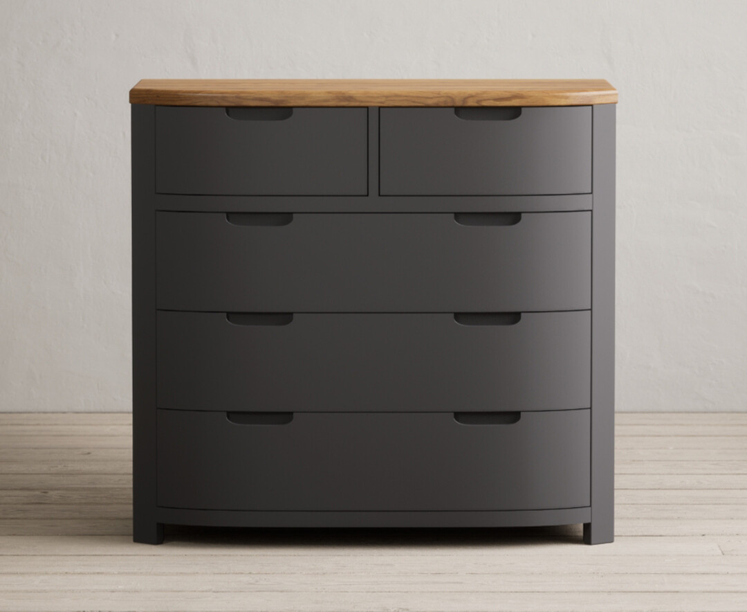 Bradwell Oak And Charcoal Grey Painted 2 Over 3 Chest Of Drawers