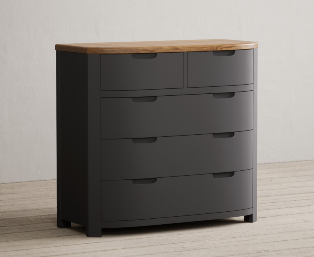 Product photograph of Bradwell Oak And Charcoal Painted 2 Over 3 Chest Of Drawers from Oak Furniture Superstore