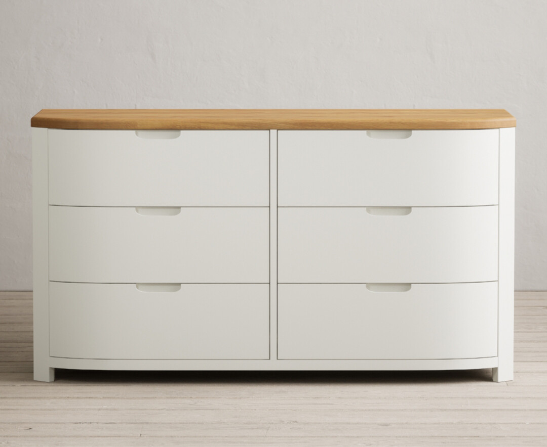 Product photograph of Bradwell Oak And Signal White Painted Wide Chest Of Drawers from Oak Furniture Superstore
