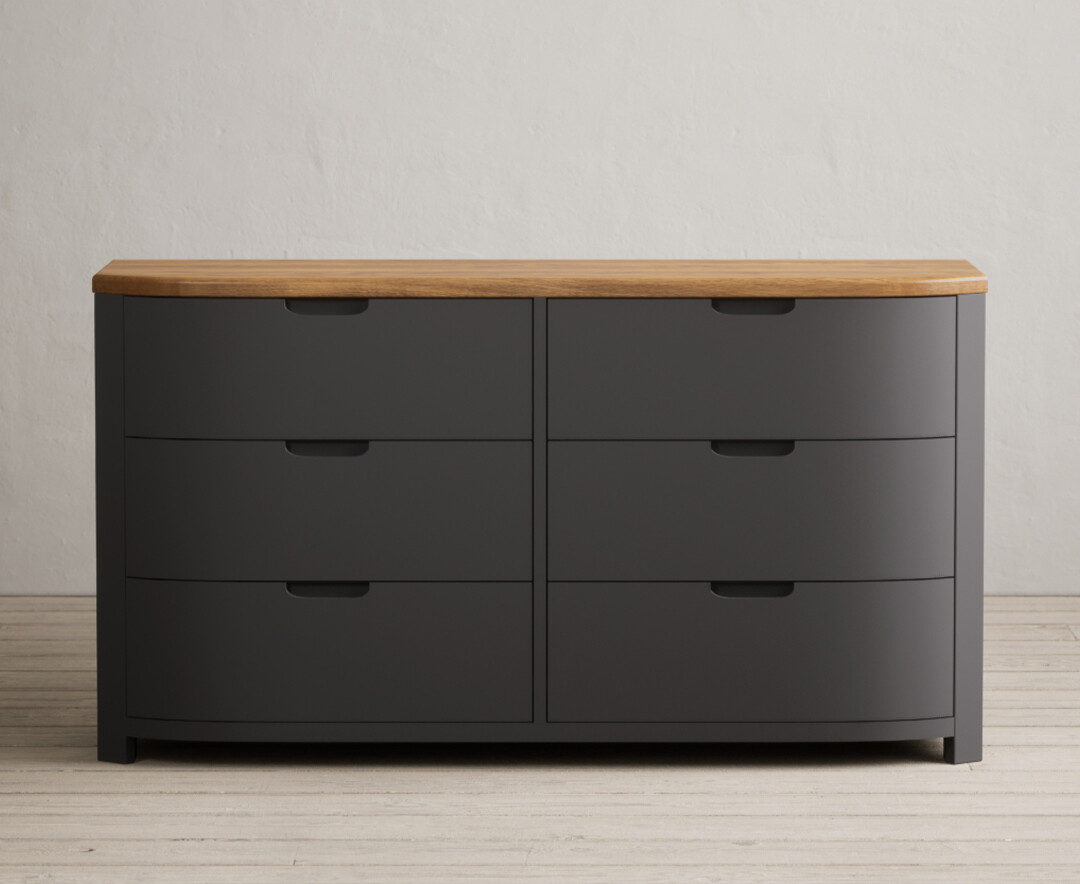 Product photograph of Bradwell Oak And Charcoal Painted Wide Chest Of Drawers from Oak Furniture Superstore