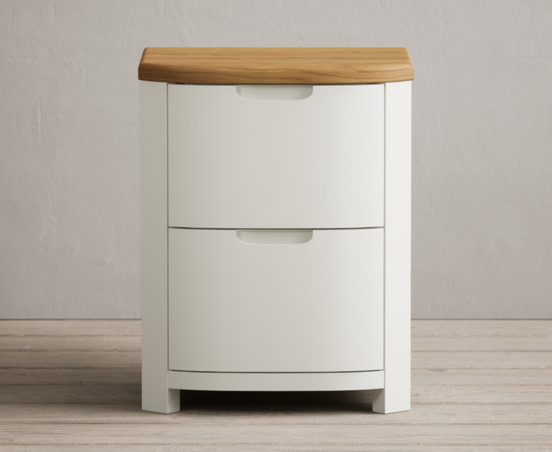 Product photograph of Bradwell Oak And Signal White Painted 2 Drawer Bedside Chest from Oak Furniture Superstore