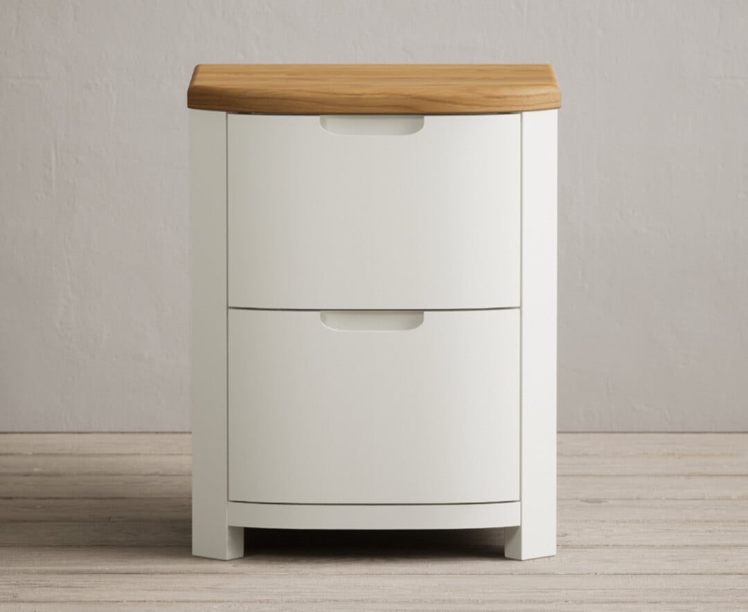 Bradwell Oak And Signal White Painted 2 Drawer Bedside Chest