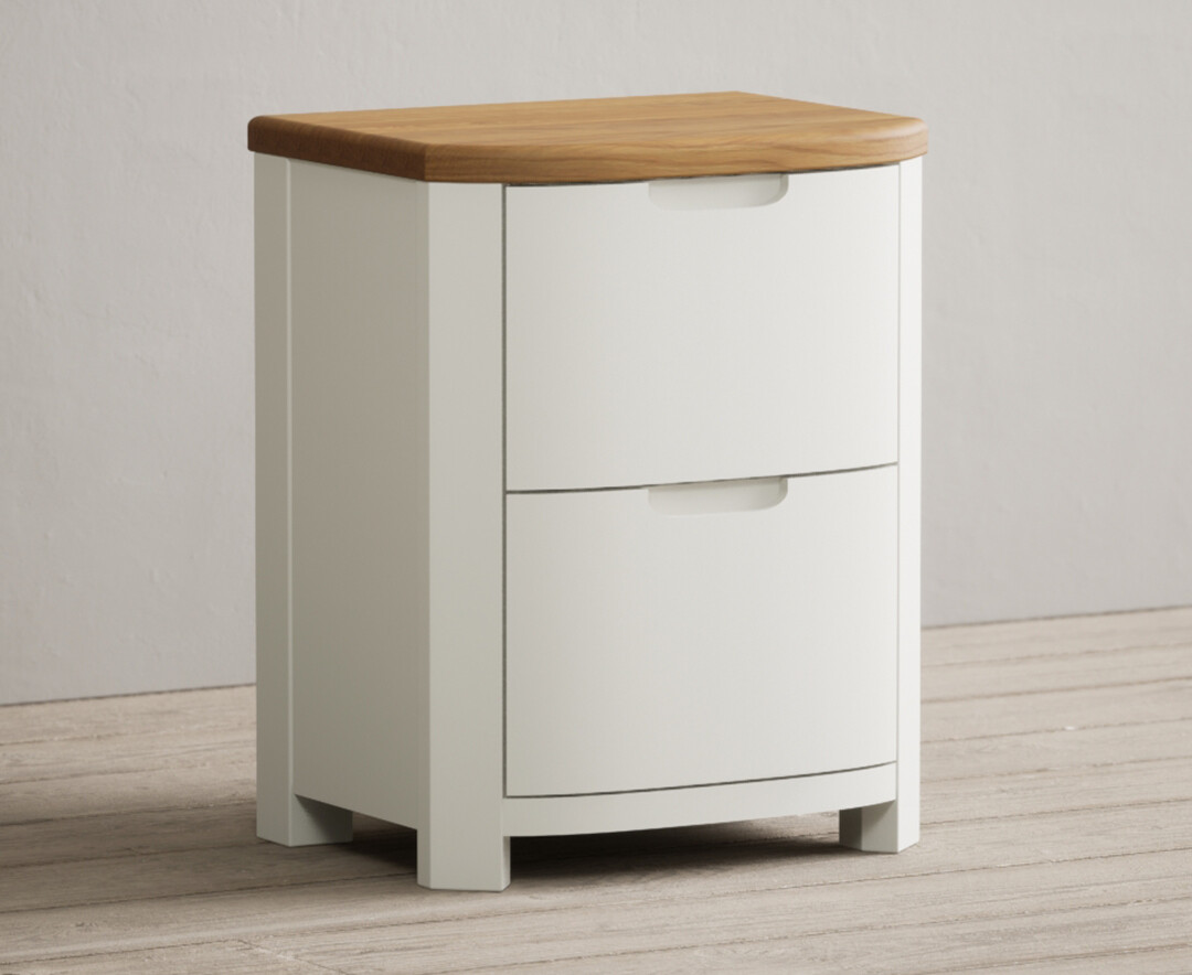 Photo 1 of Bradwell oak and signal white painted 2 drawer bedside chest
