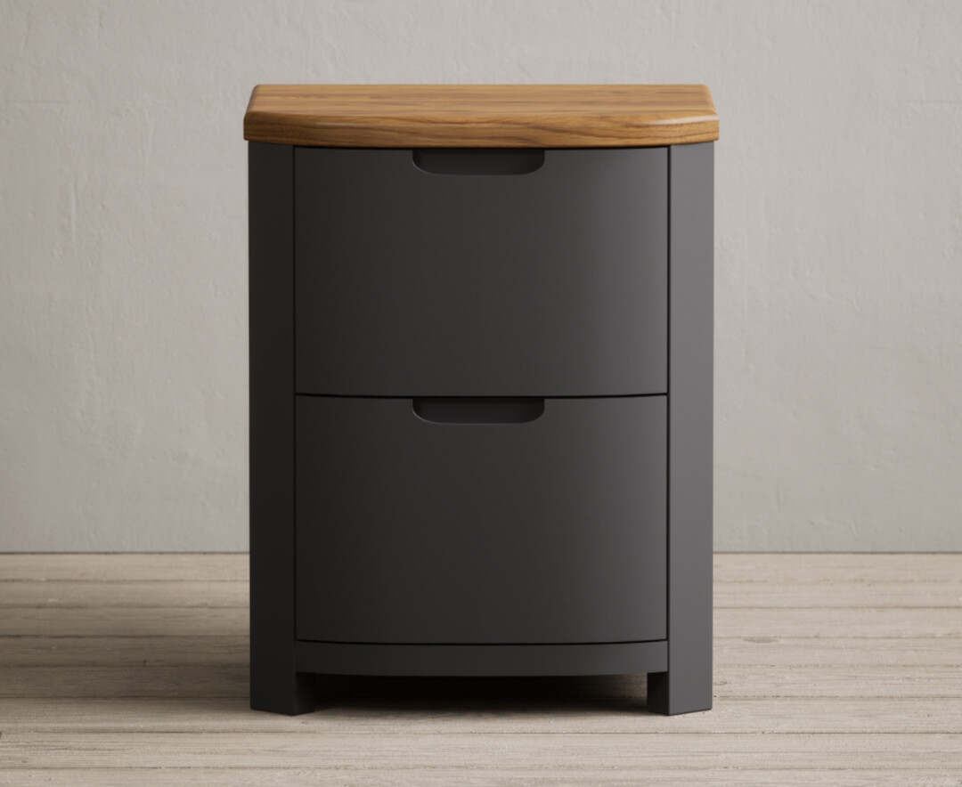 Product photograph of Bradwell Oak And Charcoal Painted 2 Drawer Bedside Chest from Oak Furniture Superstore