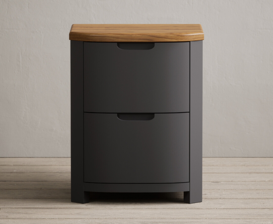 Bradwell Oak And Charcoal Grey Painted 2 Drawer Bedside Chest