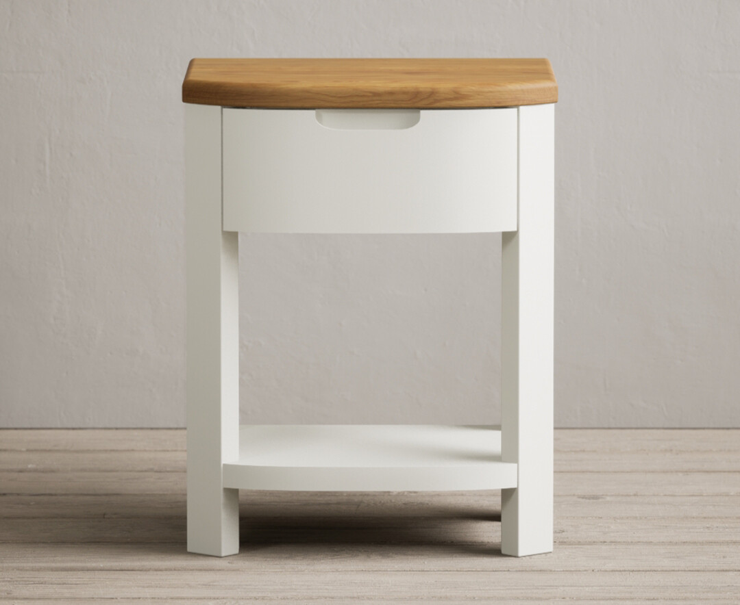 Product photograph of Bradwell Oak And Signal White Painted 1 Drawer Bedside Chest from Oak Furniture Superstore