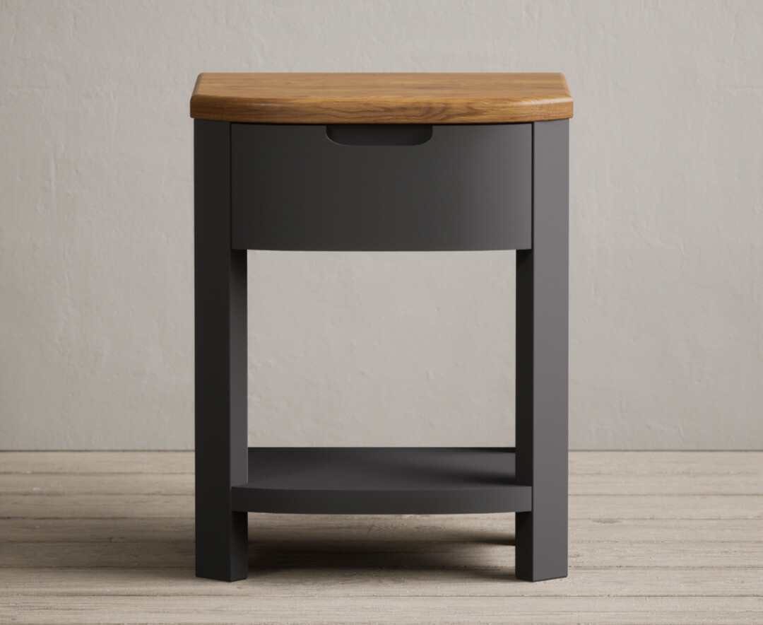 Product photograph of Bradwell Oak And Charcoal Painted 1 Drawer Bedside Chest from Oak Furniture Superstore