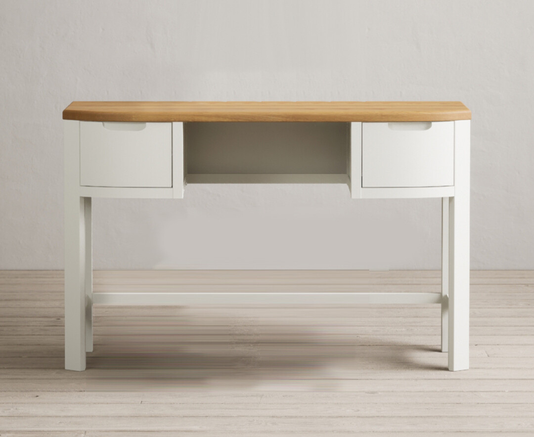 Product photograph of Bradwell Oak And Signal White Painted Dressing Table from Oak Furniture Superstore