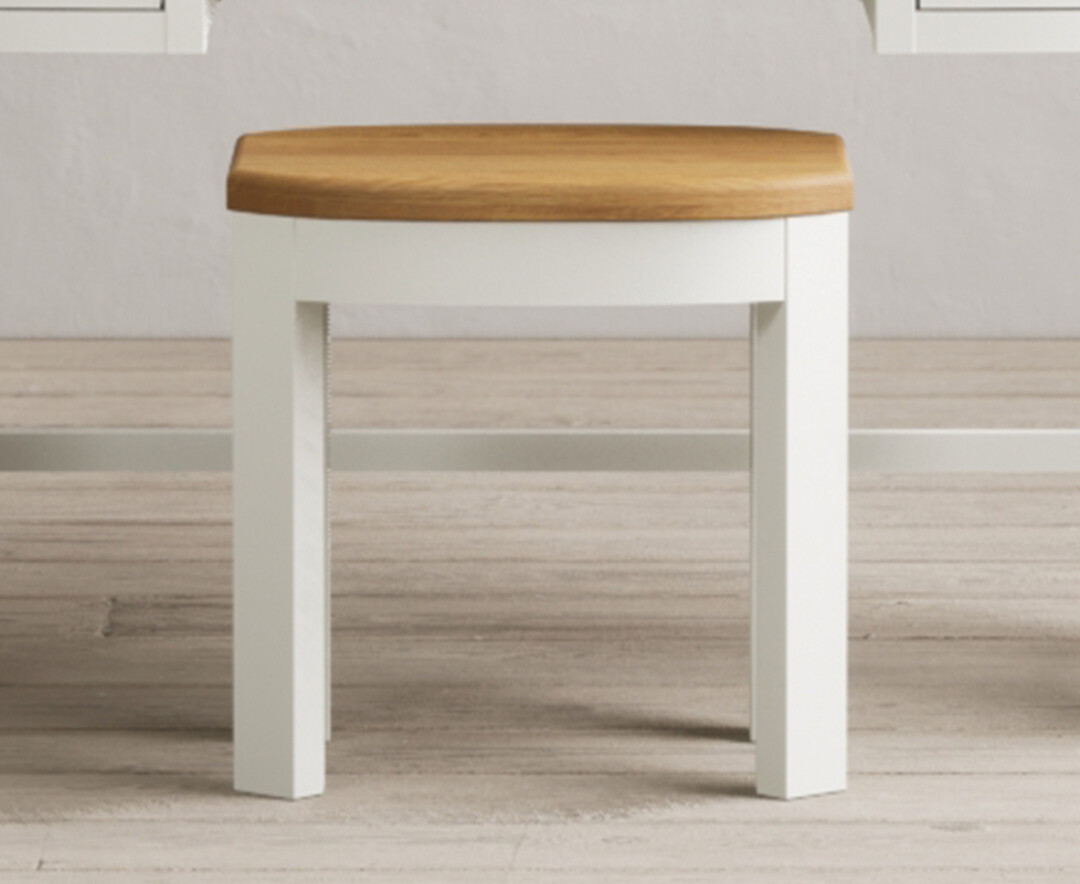 Product photograph of Bradwell Oak And Signal White Painted Dressing Stool from Oak Furniture Superstore