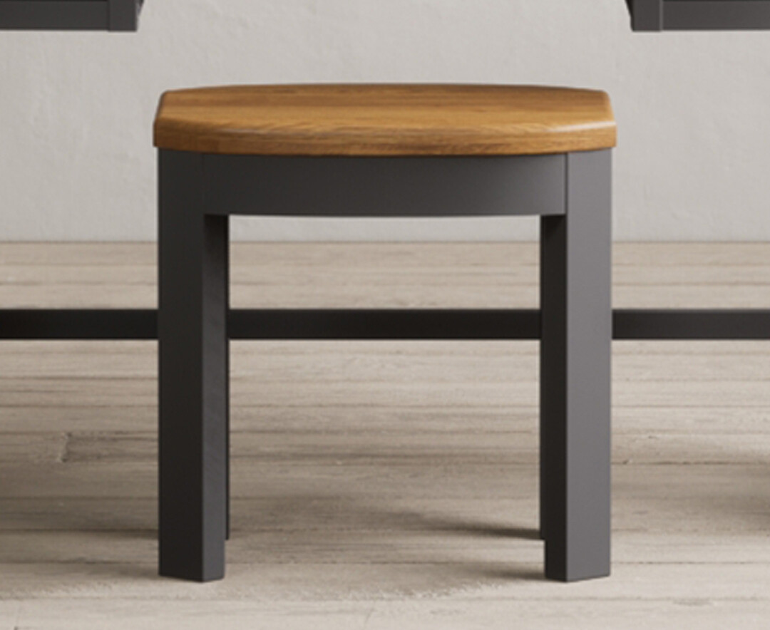 Product photograph of Bradwell Oak And Charcoal Painted Dressing Stool from Oak Furniture Superstore
