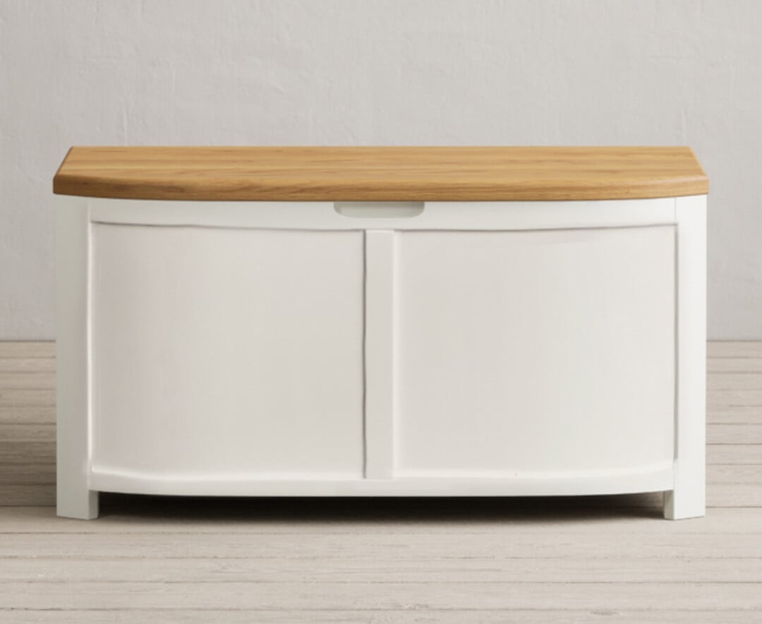Bradwell Oak and Signal White Painted Blanket Box at Oak Furniture Superstore