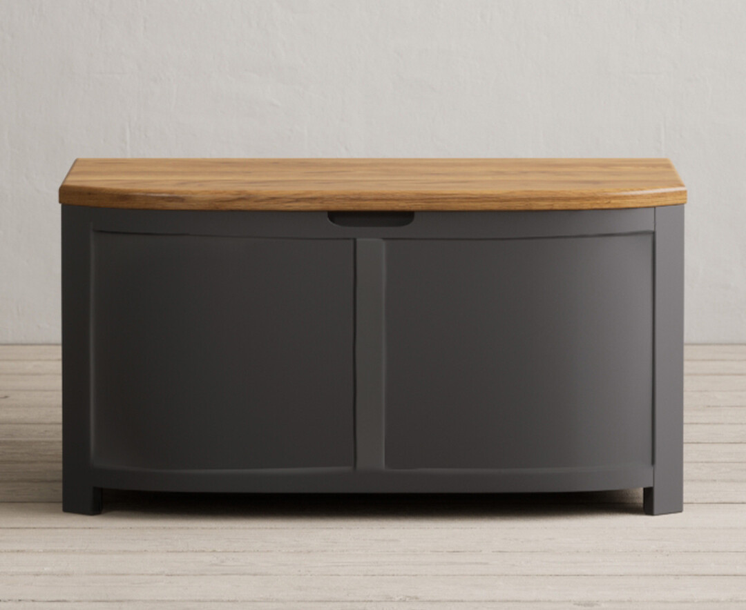 Product photograph of Bradwell Oak And Charcoal Painted Blanket Box from Oak Furniture Superstore