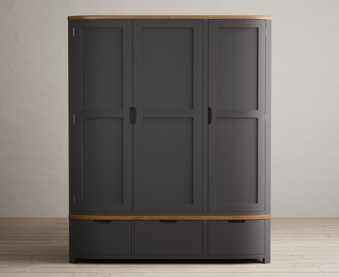 Bradwell Oak and Charcoal Painted Triple Wardrobe