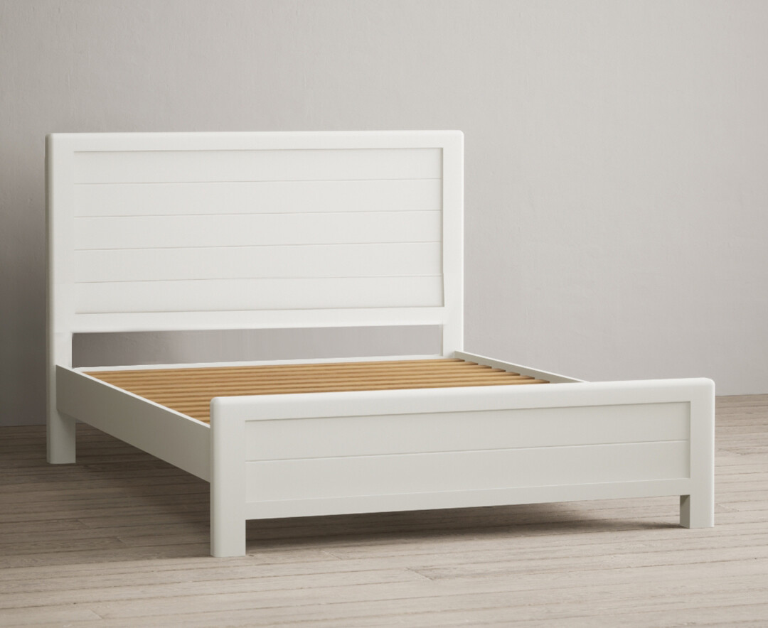 Product photograph of Bradwell Oak And Signal White Painted Double Bed from Oak Furniture Superstore