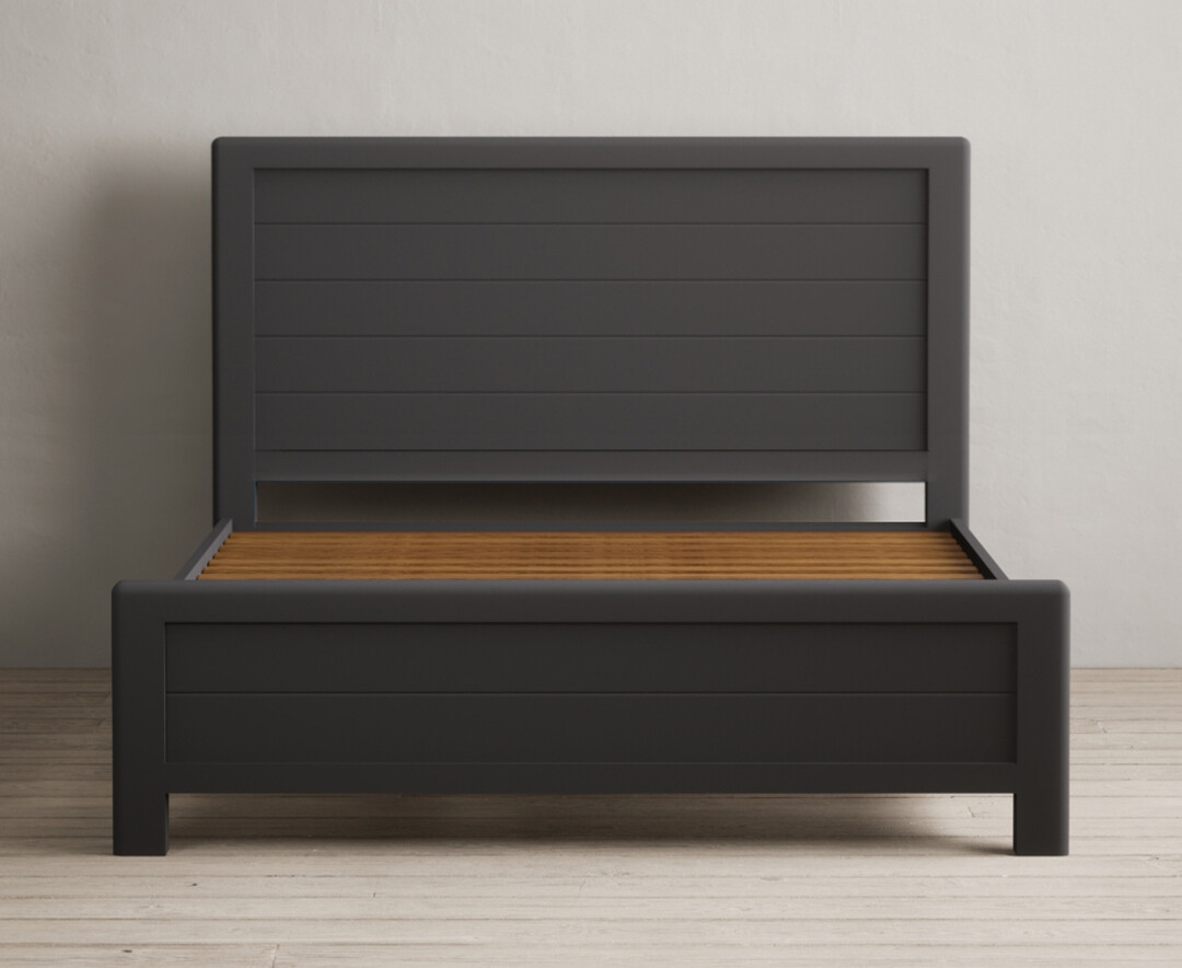 Product photograph of Bradwell Oak And Charcoal Painted Double Bed from Oak Furniture Superstore.