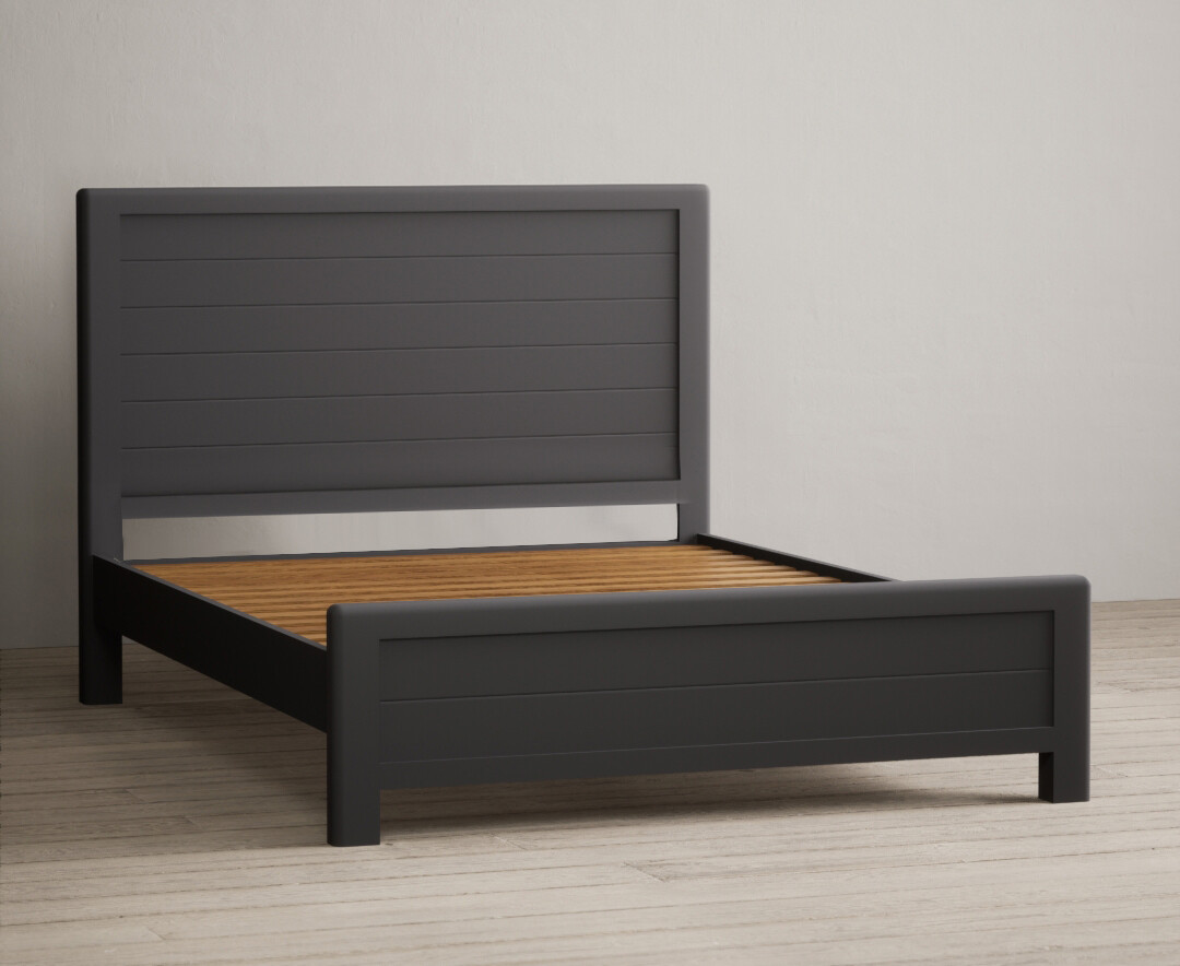 Product photograph of Bradwell Oak And Charcoal Grey Painted Double Bed from Oak Furniture Superstore