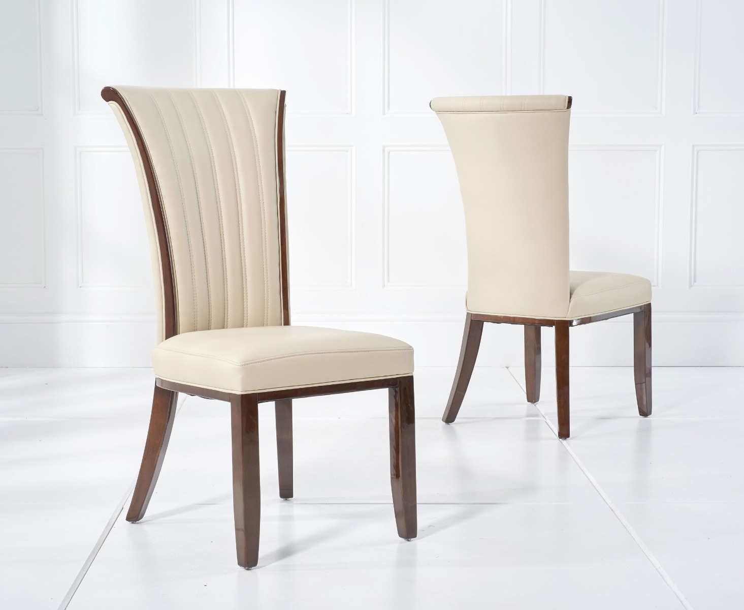 Product photograph of Lorient Cream Leather Dining Chairs from Oak Furniture Superstore