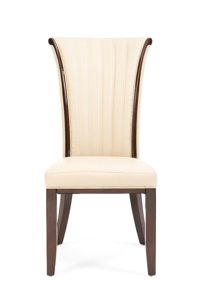 Alpine Cream Leather Dining Chairs, Cream Leather Chairs Dining