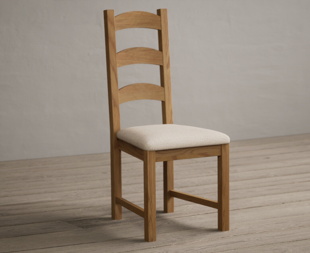 Product photograph of Alton Solid Oak Dining Chairs With Linen Fabric Seat Pad from Oak Furniture Superstore.