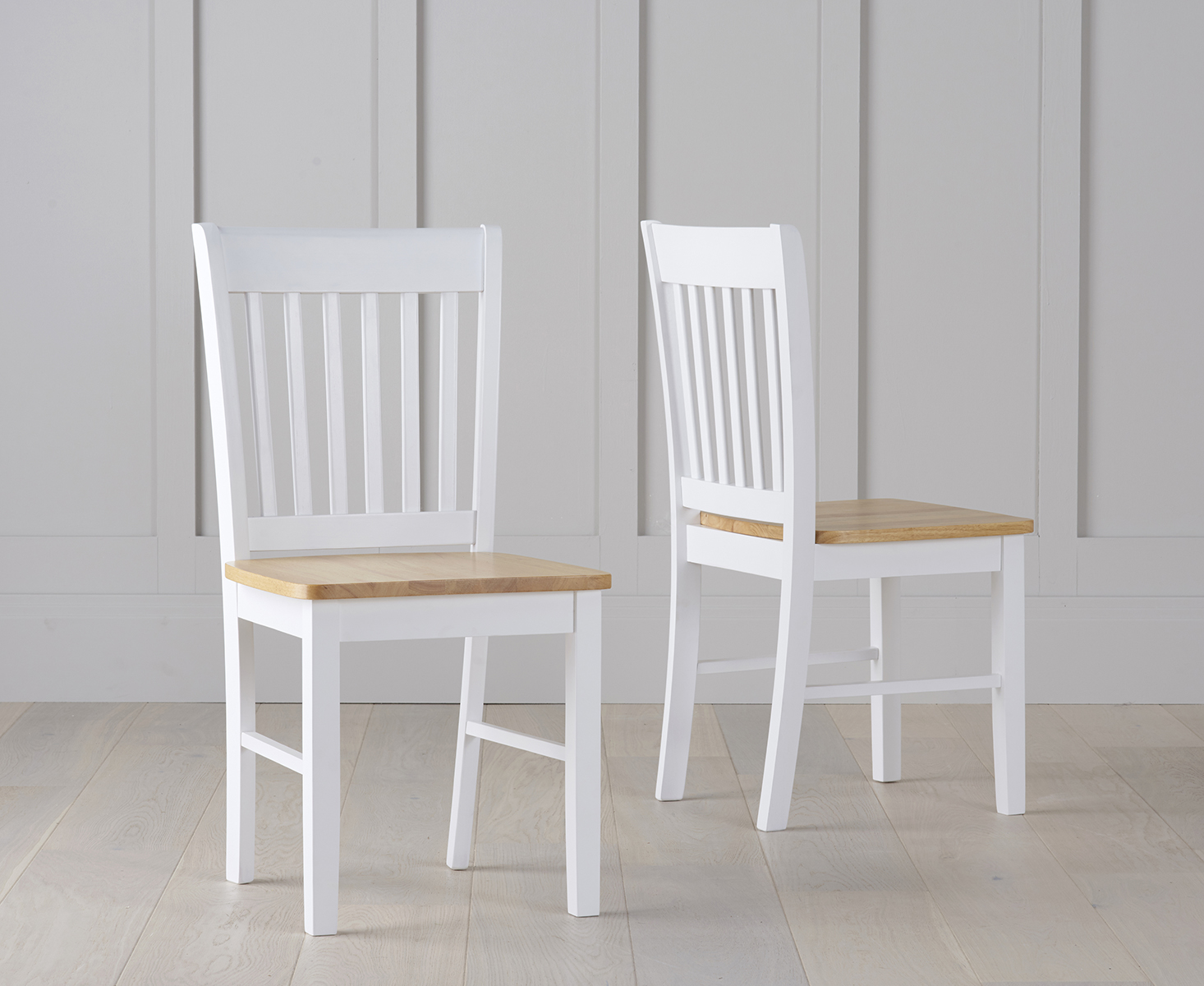 Product photograph of Amalfi Oak And White Dining Chairs from Oak Furniture Superstore