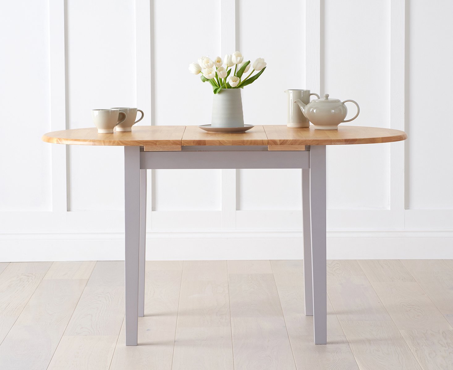 Amalfi oak and grey shop extending dining table