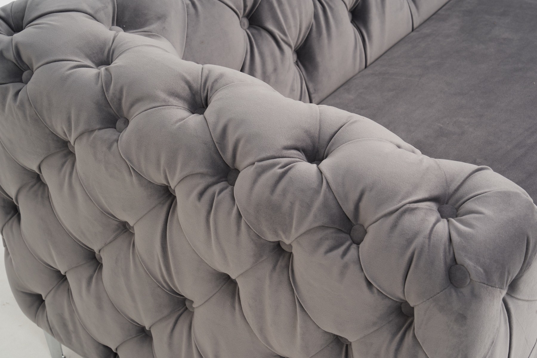 Photo 3 of Alara light grey velvet 3 seater sofa