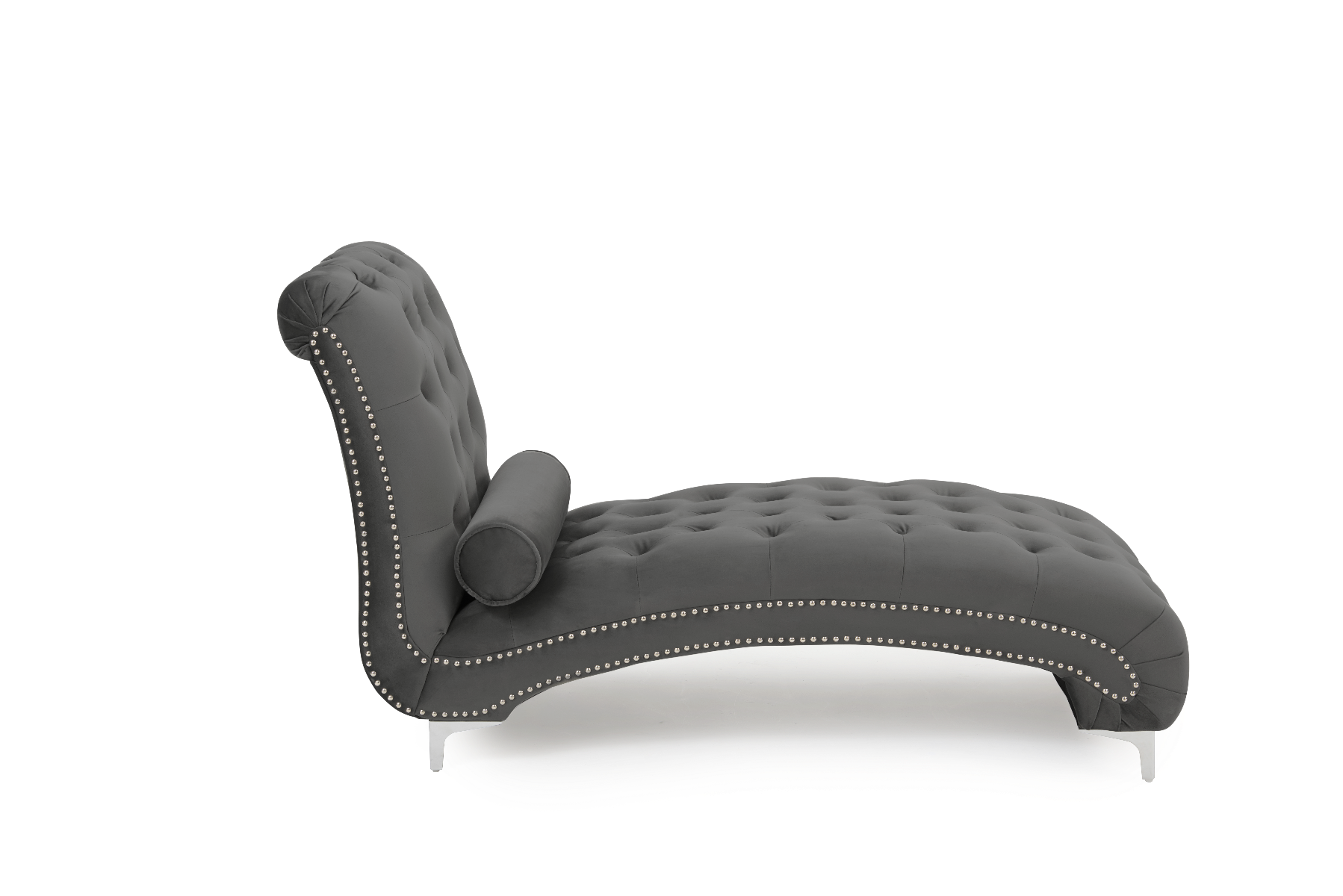 Photo 1 of Amelie grey velvet chaise lounge