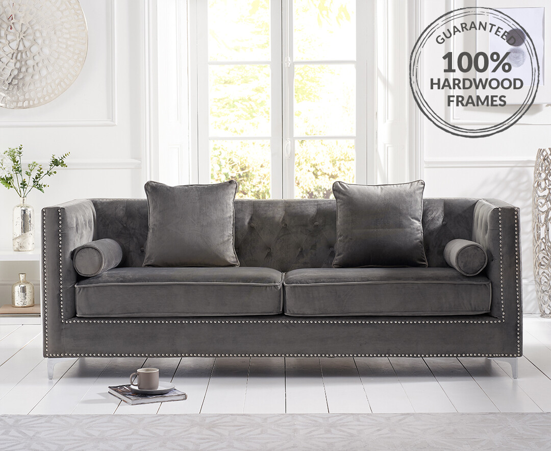 Valmar grey online velvet sofa