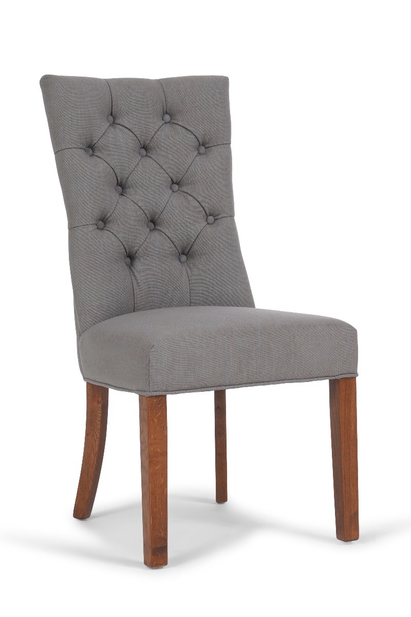 Photo 1 of Francois grey fabric dark oak leg dining chairs