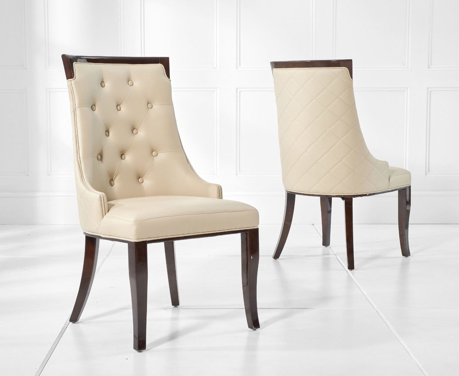 Product photograph of Francesca Cream Faux Leather Dining Chairs from Oak Furniture Superstore