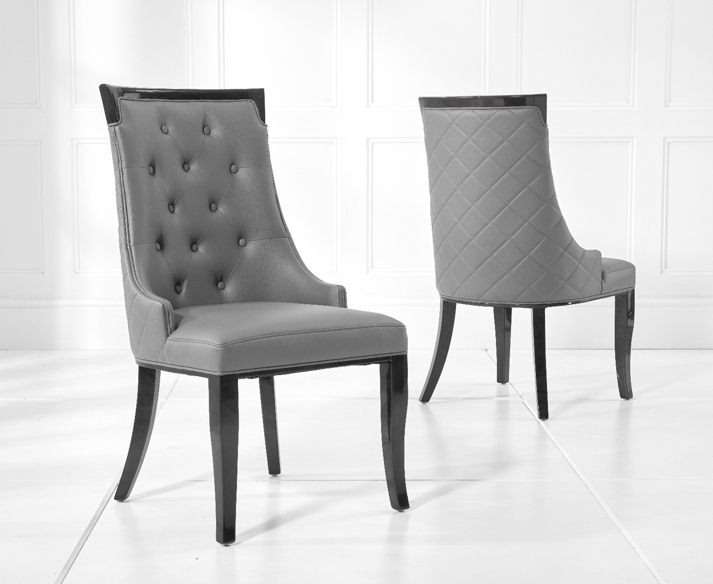 Product photograph of Francesca Grey Faux Leather Dining Chairs from Oak Furniture Superstore