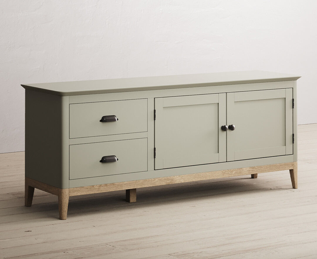 Photo 1 of Ancona oak and soft green painted large tv cabinet with painted doors