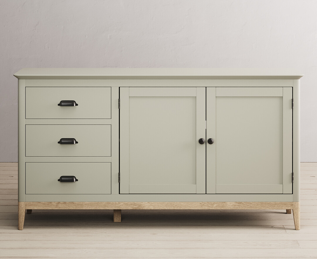 Product photograph of Ancona Oak And Soft Green Painted Large Sideboard from Oak Furniture Superstore