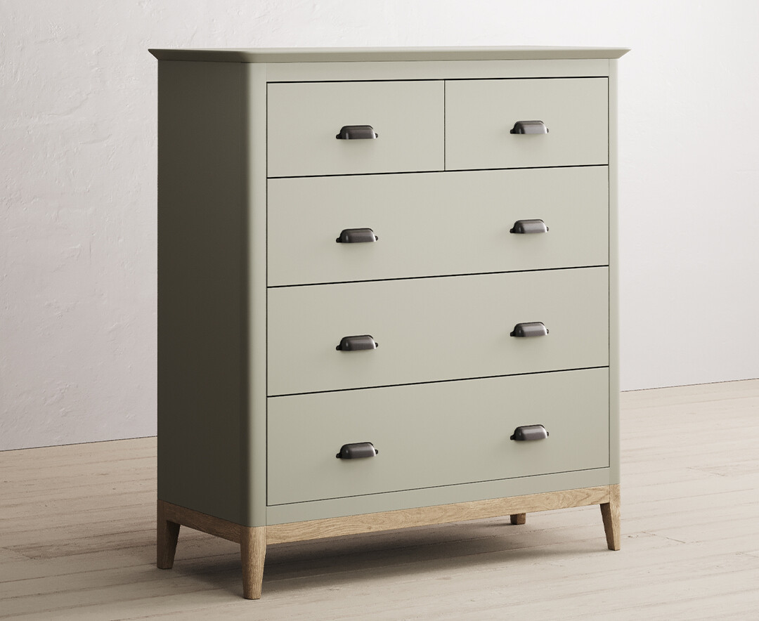 Photo 1 of Ancona oak and soft green painted 2 over 3 chest of drawers