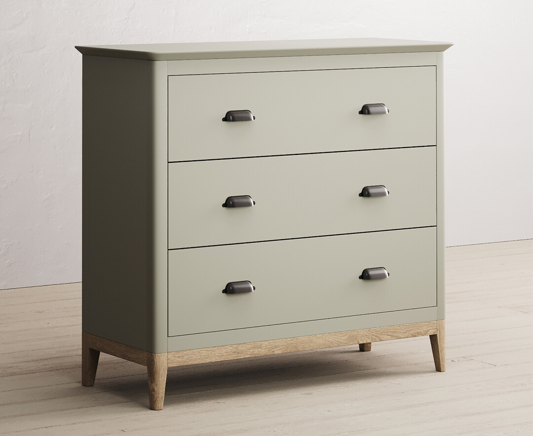 Photo 1 of Ancona oak and soft green painted 3 drawer chest