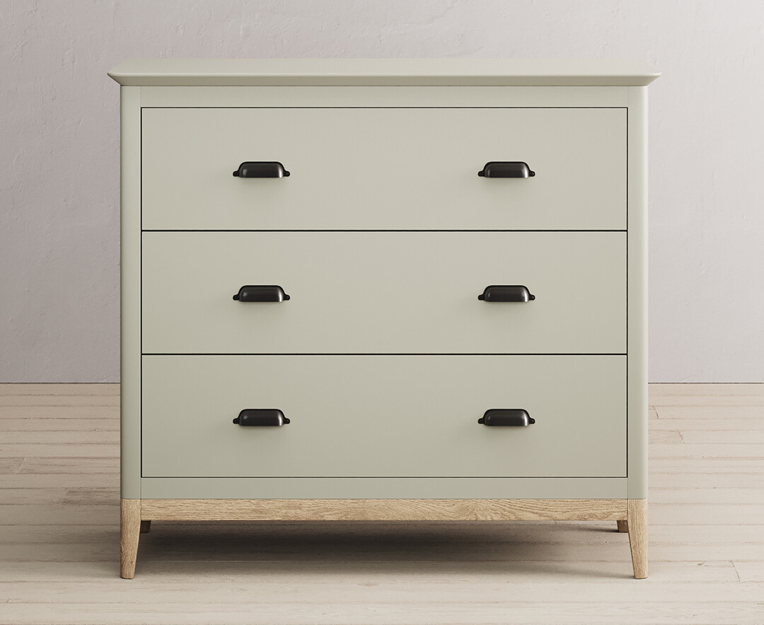 Product photograph of Ancona Oak And Soft Green Painted 3 Drawer Chest from Oak Furniture Superstore